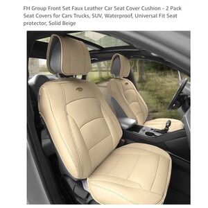 Car Seat Covers Front Set Faux Leather Beige Airbag Compatible‎ Beige